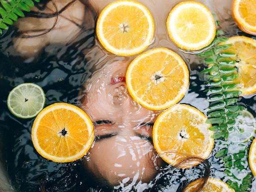 sliced lemon on bathtub